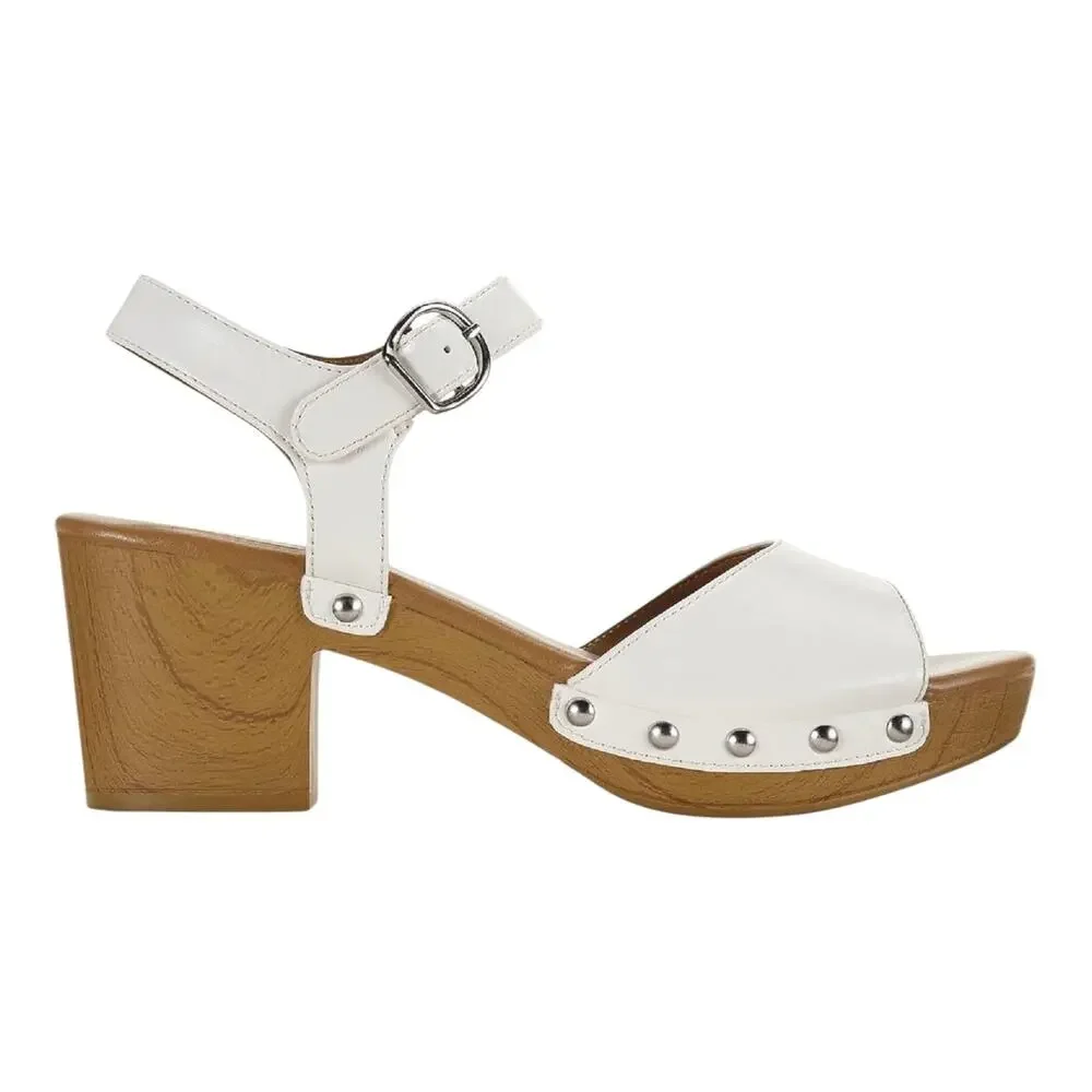 Style & Co Women's Anddreas Studded Platform Block Heel Sandals White Size 8 1/2